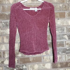 Arizona | Pink scallop neck ribbed sweater sz Med